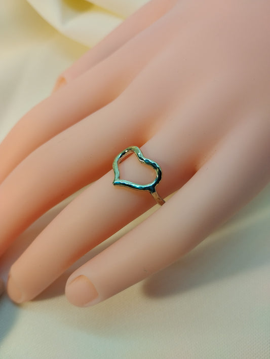 Hand-Hammered Sterling Silver Heart Ring