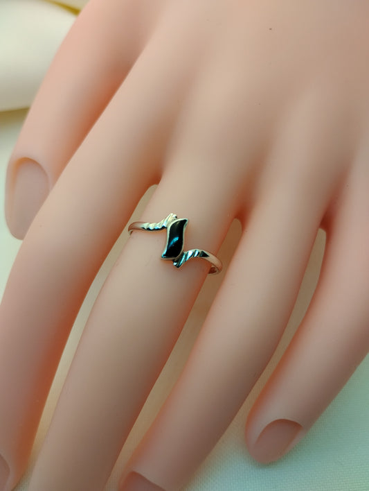 Black Epoxy Sterling Silver Ring | Modern Geometric