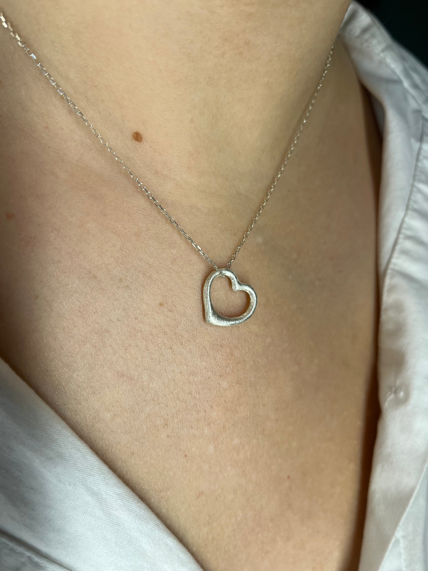 Sterling Silver Heart Pendant - Satin Finish