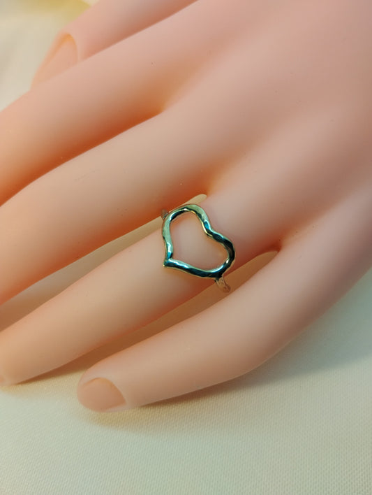 Hand-Hammered Sterling Silver Heart Ring