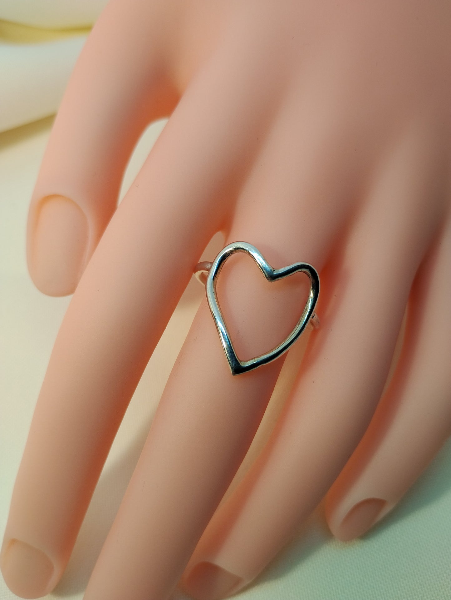 Sterling Silver Minimalist Open Heart Ring - Handmade