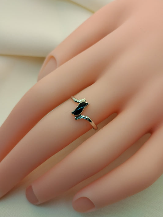 Black Epoxy Sterling Silver Ring | Modern Geometric