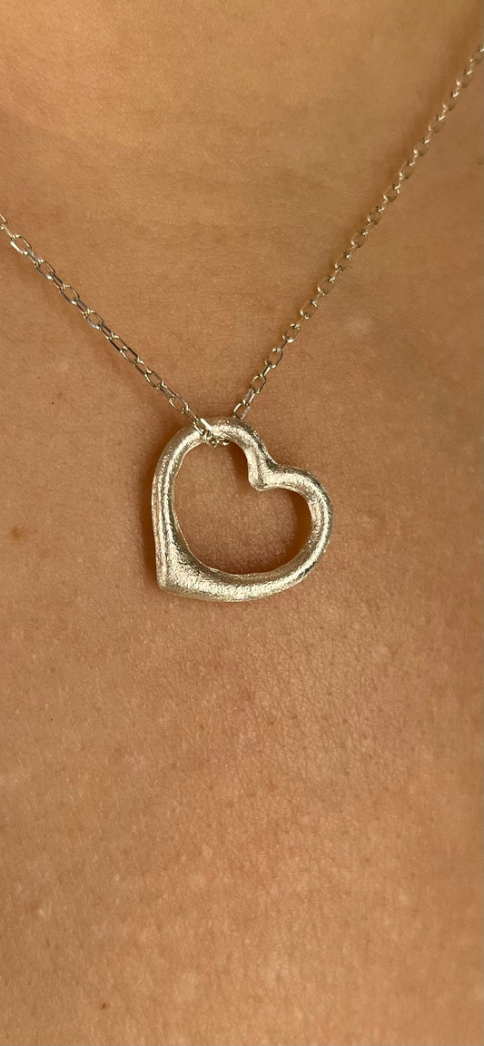 Sterling Silver Heart Pendant - Satin Finish