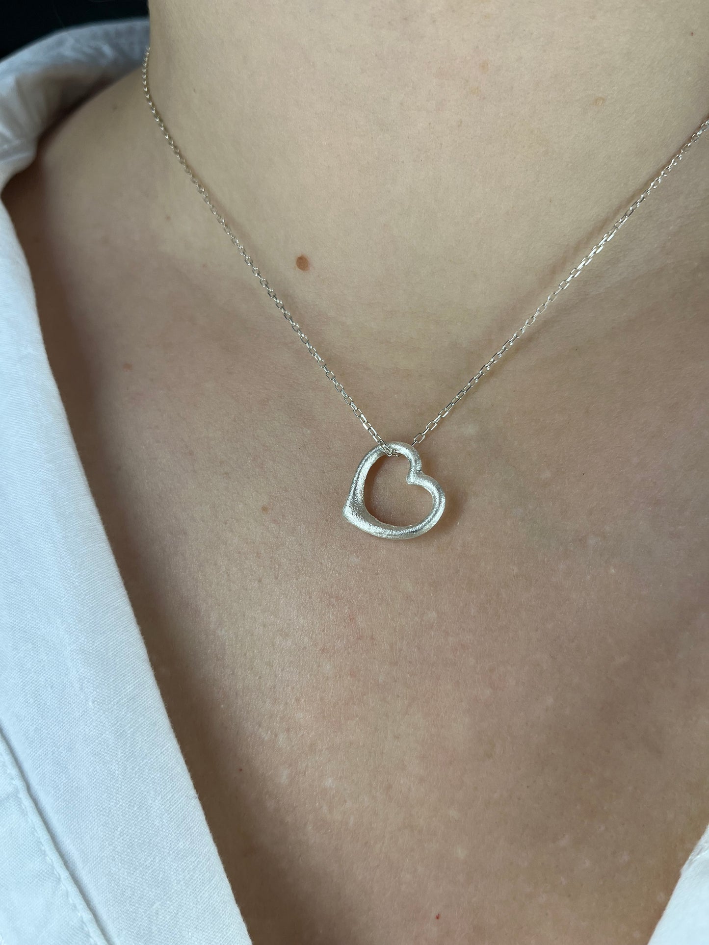 Sterling Silver Heart Pendant - Satin Finish