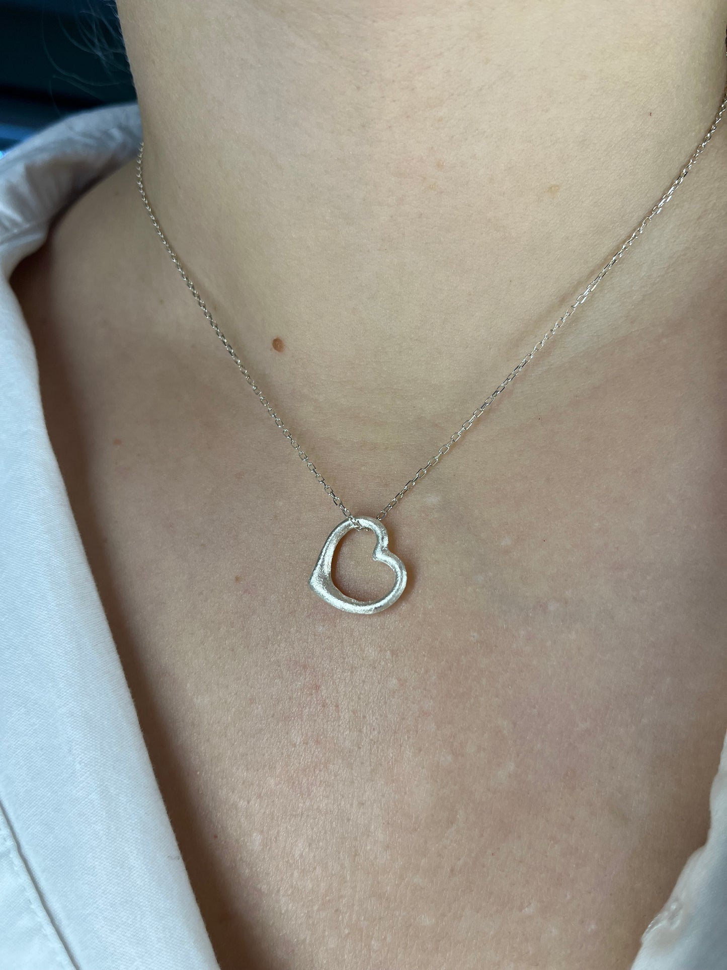 Sterling Silver Heart Pendant - Satin Finish