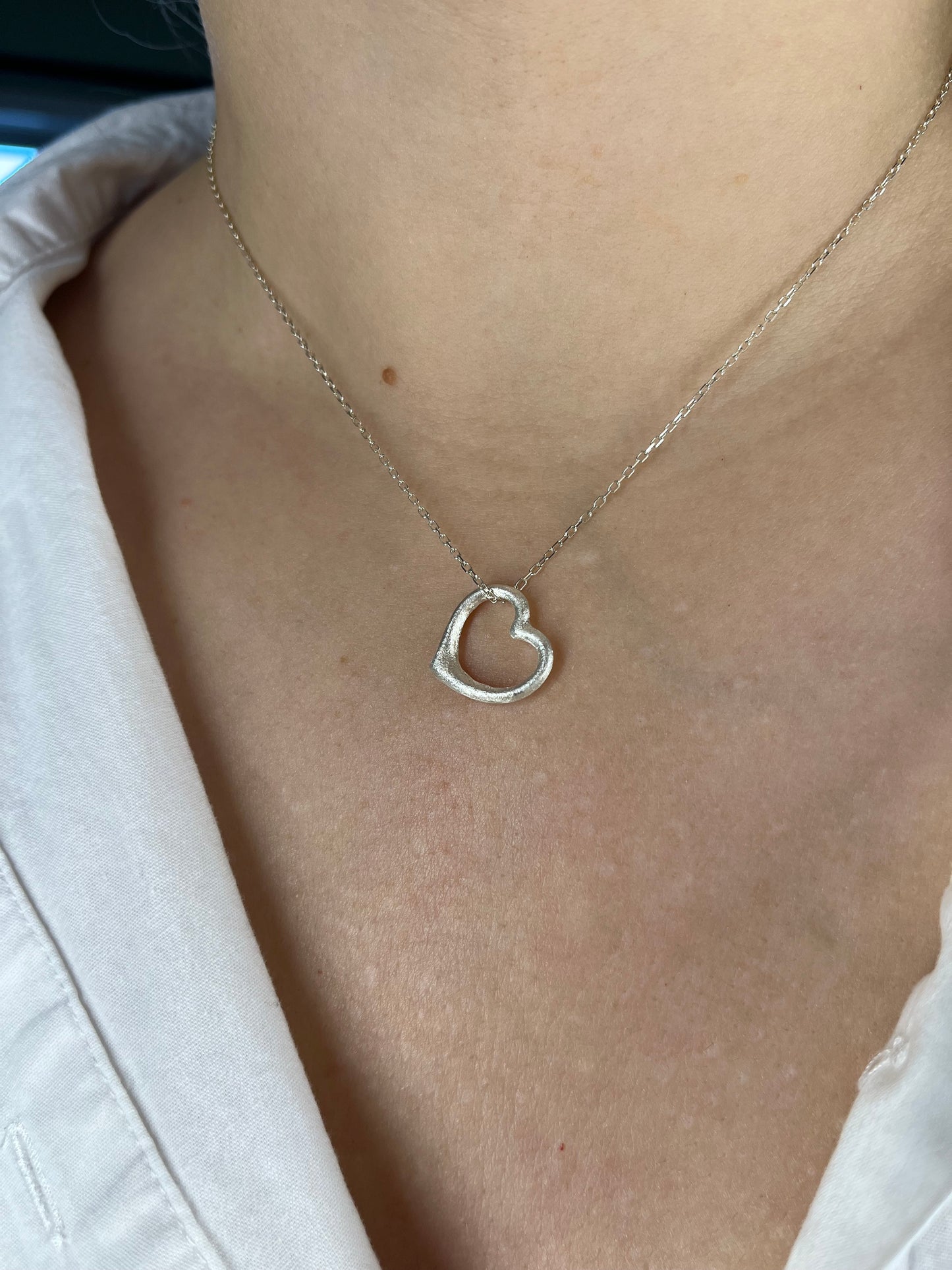 Sterling Silver Heart Pendant - Satin Finish