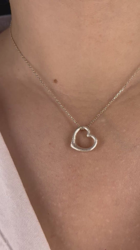 Sterling Silver Heart Pendant - Satin Finish